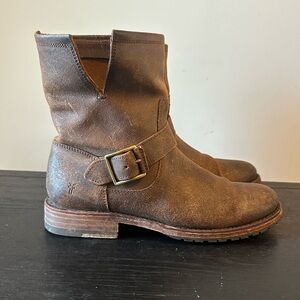 Frye Natalie Short Engineer Boots Brown Leather Women’s Size 8